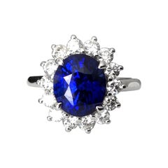Royal Blue 4.52 Carat Madagascar Sapphire and Diamond Ring GIA Certified