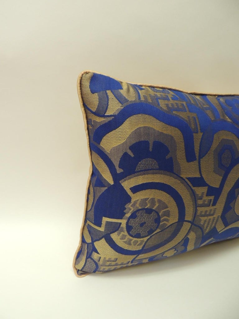 Royal Blue and Gold French Woven Silk Brocade Bolster Pillows at 1stDibs