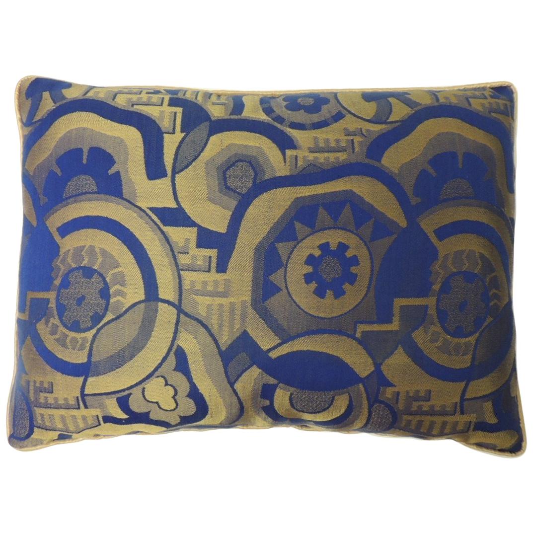 Royal Blue and Gold French Woven Silk Brocade Bolster Pillows at 1stDibs