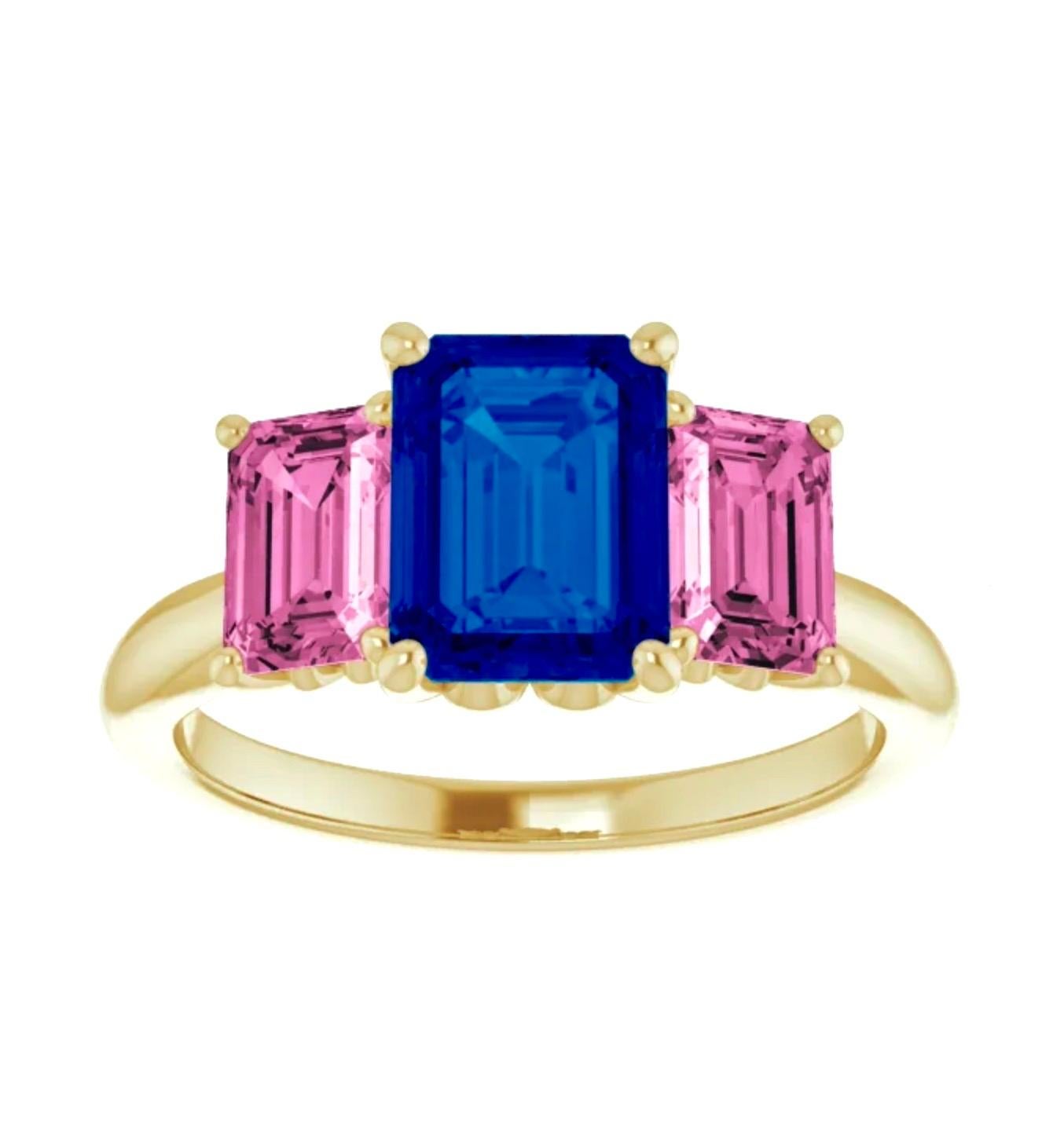 Royal Blue and Vivid Pink Ceylon Sapphires 2.90 Carat For Sale 5