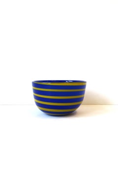 Postmodern Blue and Yellow Art Glass Bowl, 1995