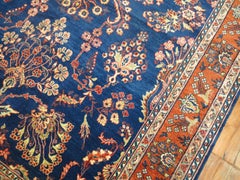 Zabihi Collection Royal Blue Antique Mohajeran Persian Sarouk Rug