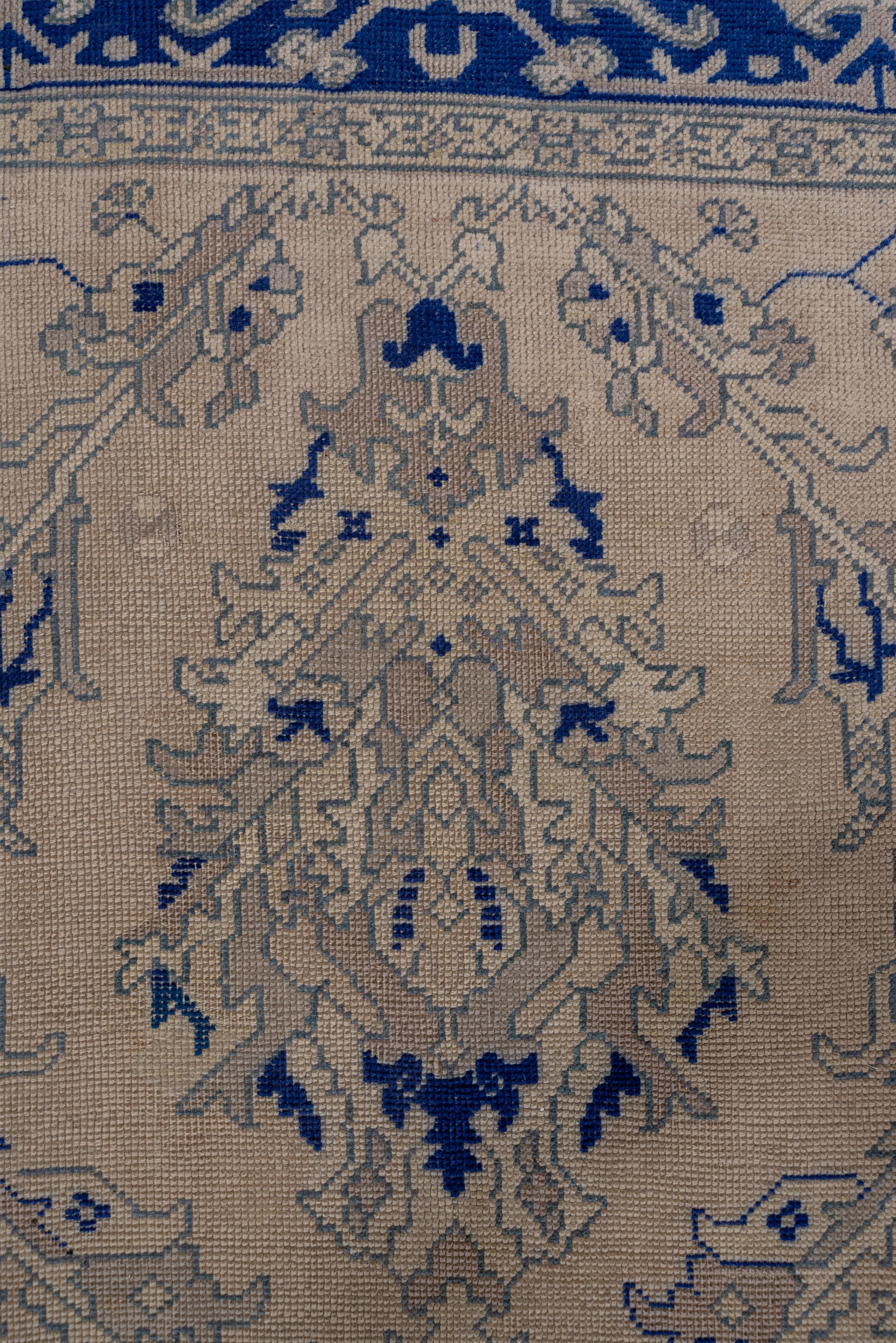 20th Century Royal Blue Bordered Antique Oushak Carpet For Sale