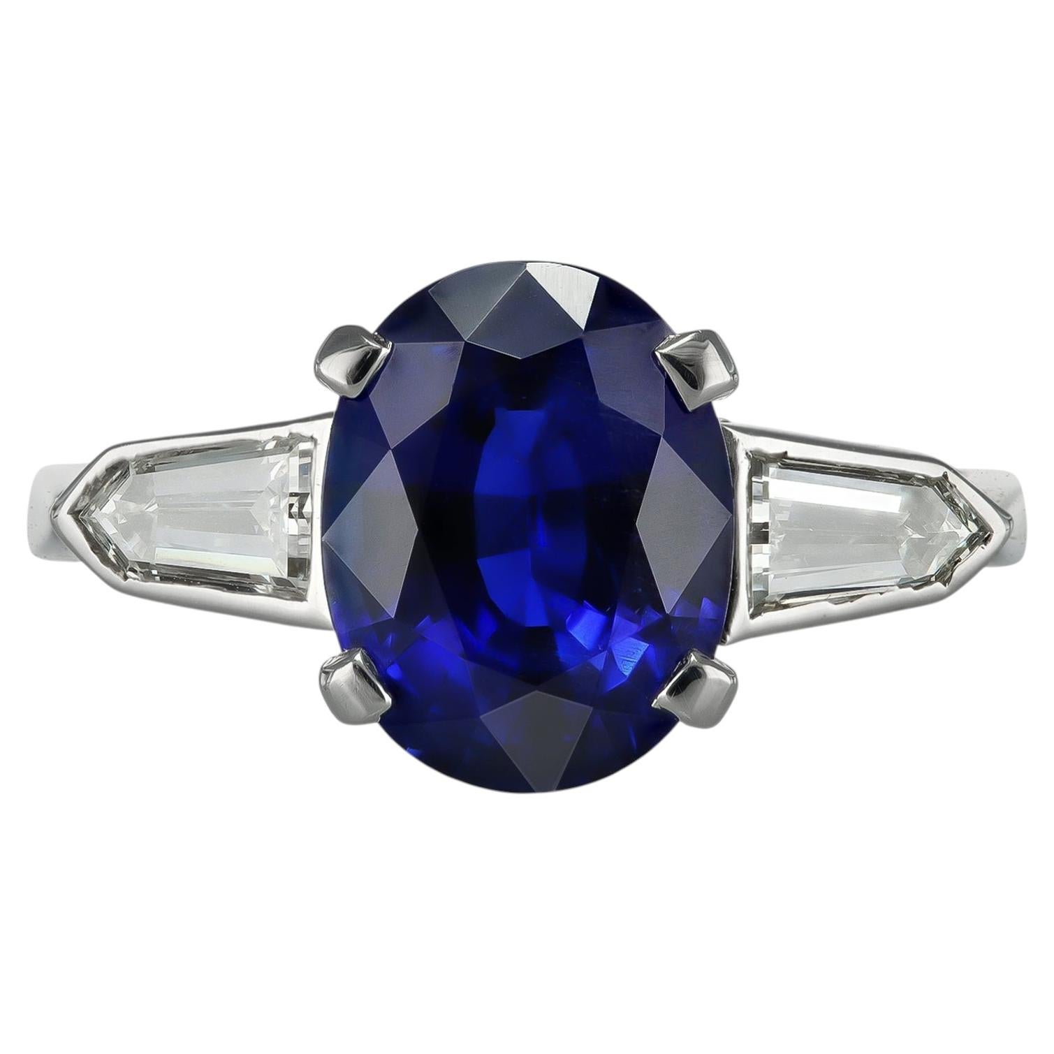 Royal Blue Burmese sapphire and diamond ring, circa 1950.