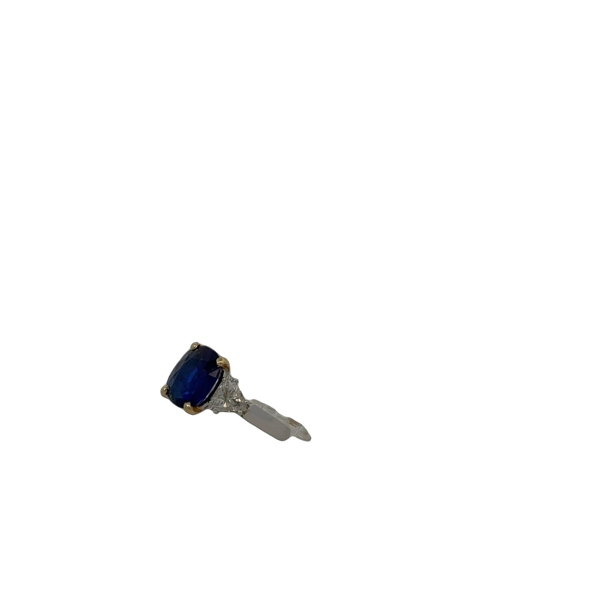 Bague saphir de Ceylan bleu royal de 4,37 carats, certifiée GRS, sans chaleur Unisexe en vente