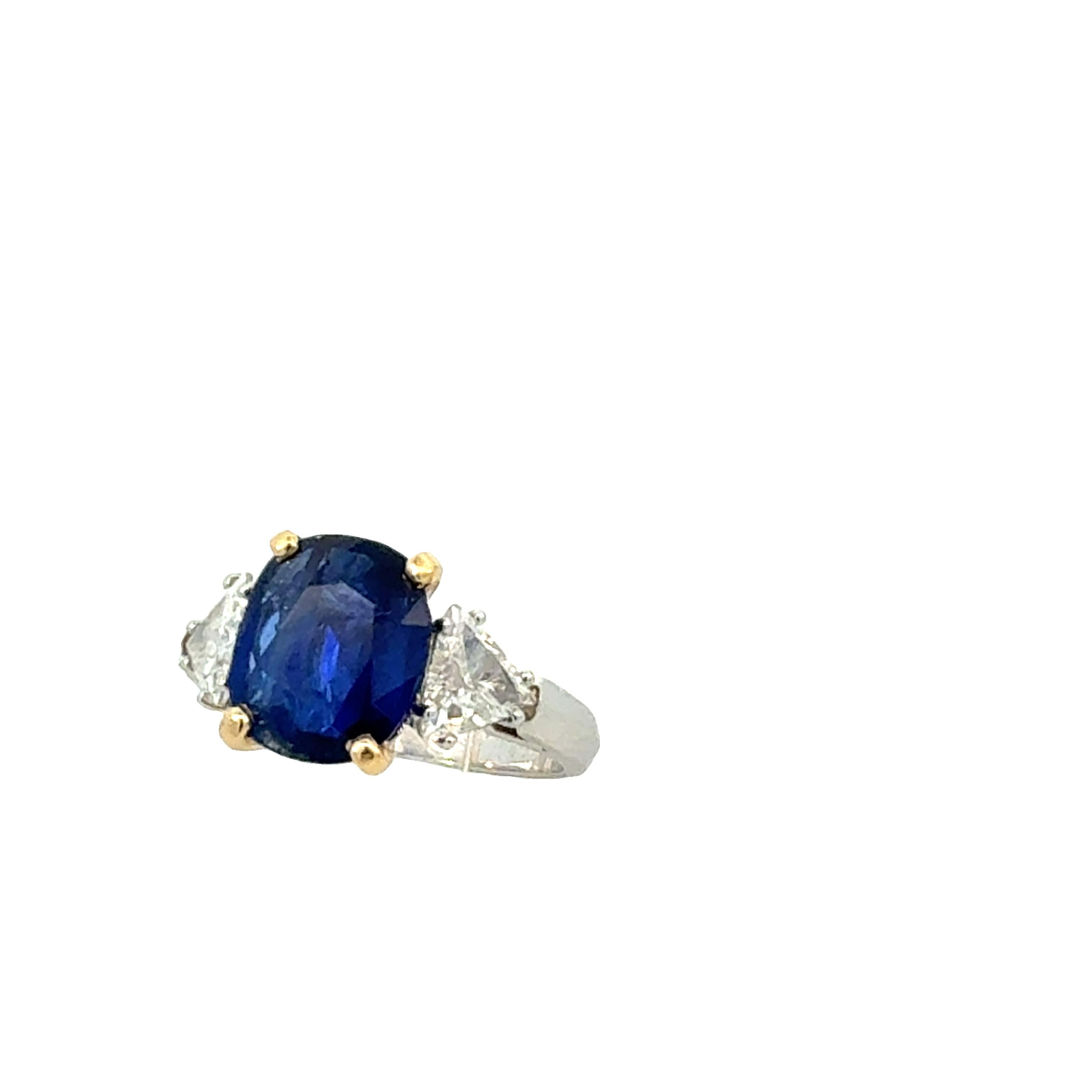 Bague saphir de Ceylan bleu royal de 4,37 carats, certifiée GRS, sans chaleur en vente 1