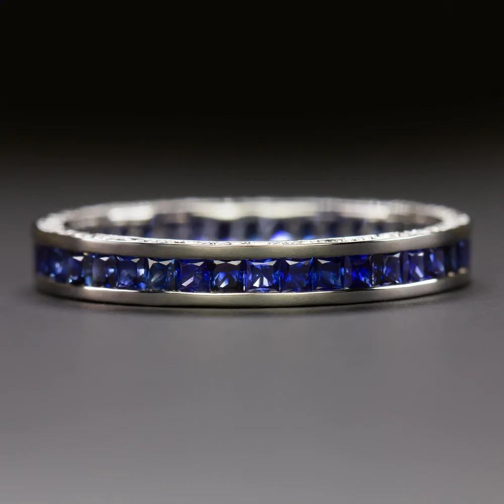 Art Deco Royal Blue Channel Sapphire Eternity Band Ring For Sale