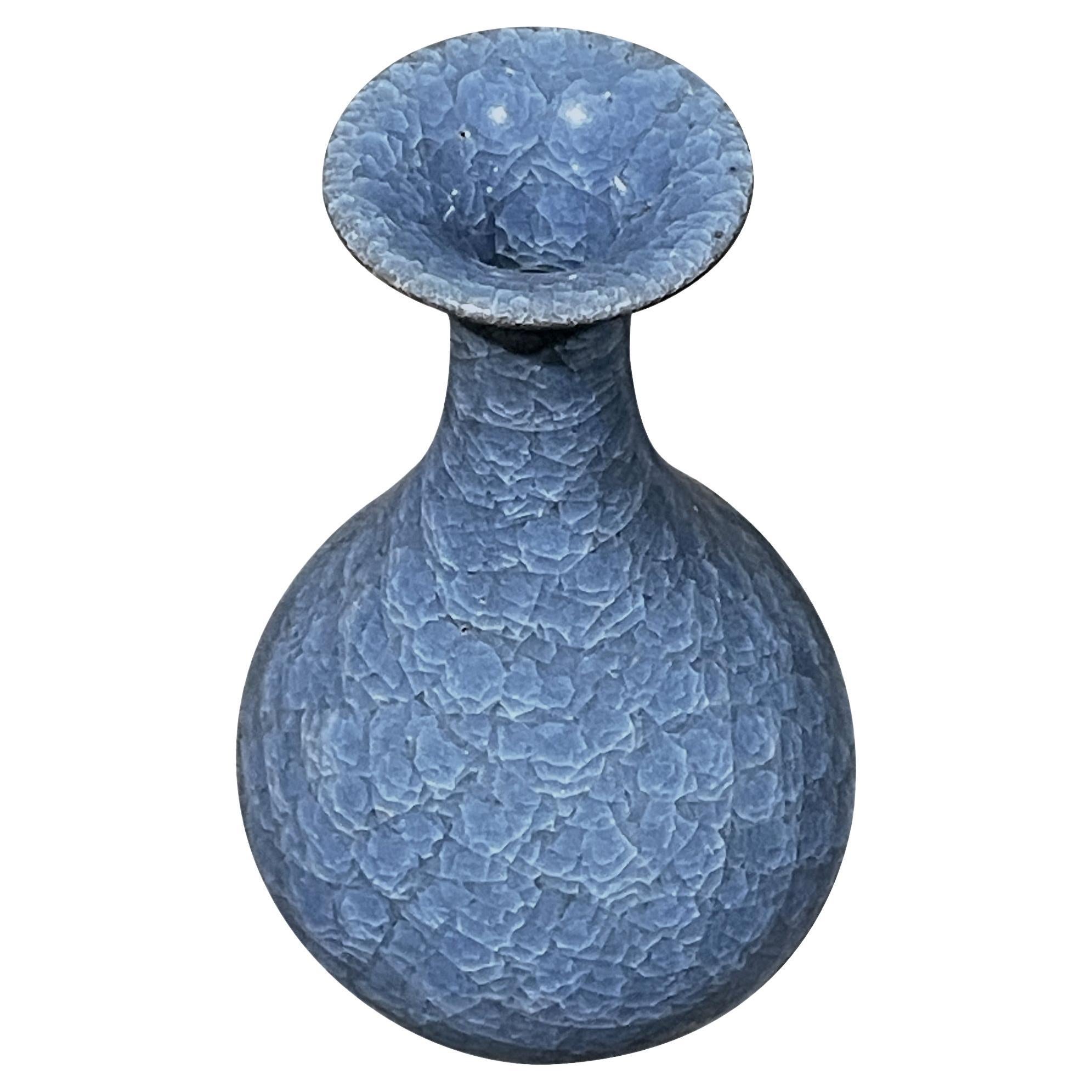 Vaso a forma di tulipano con smaltatura a crepe blu reale, Cina, Contemporaneo