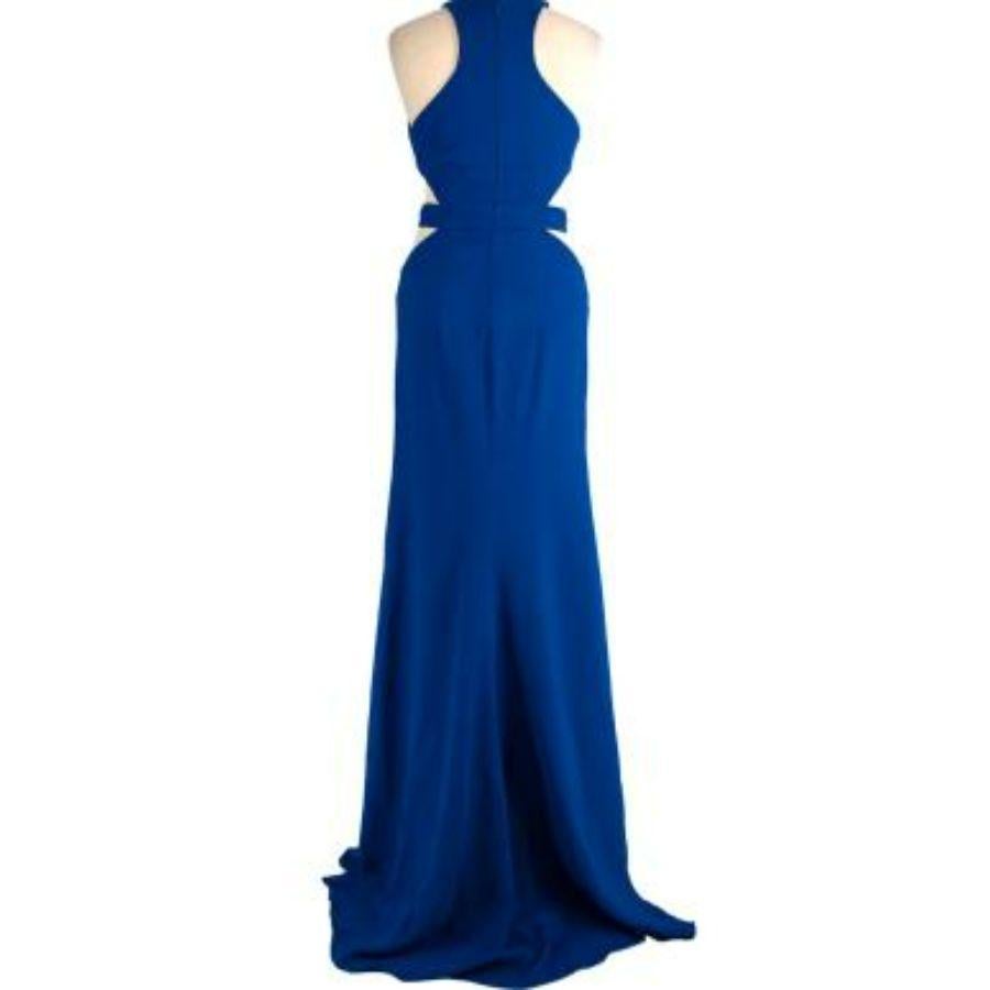 royal blue crepe cut-out column gown In Excellent Condition For Sale In London, GB