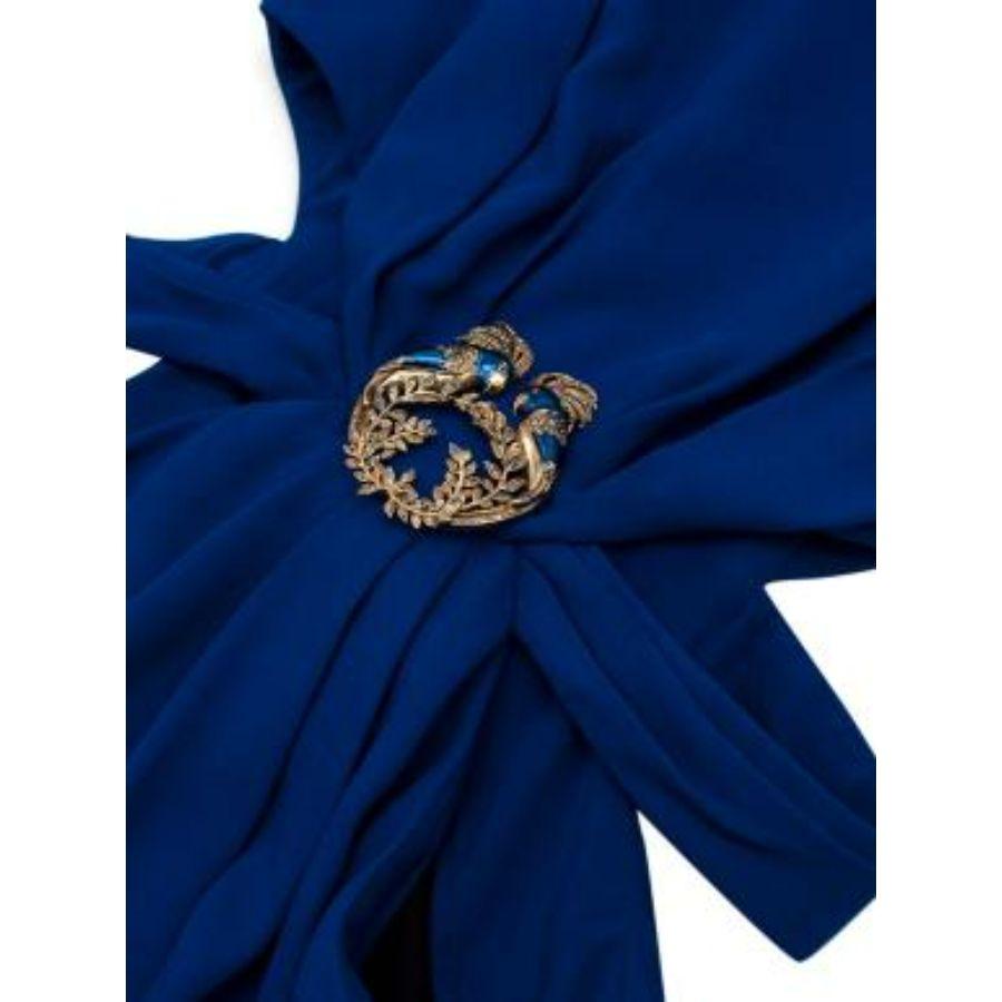 royal blue crepe cut-out column gown For Sale 1
