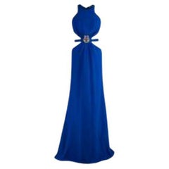 royal blue crepe cut-out column gown