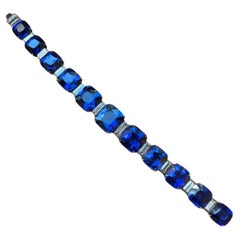 Royal Blue Cushion Sapphire & Diamond Platinum Bracelet, GRS Certified