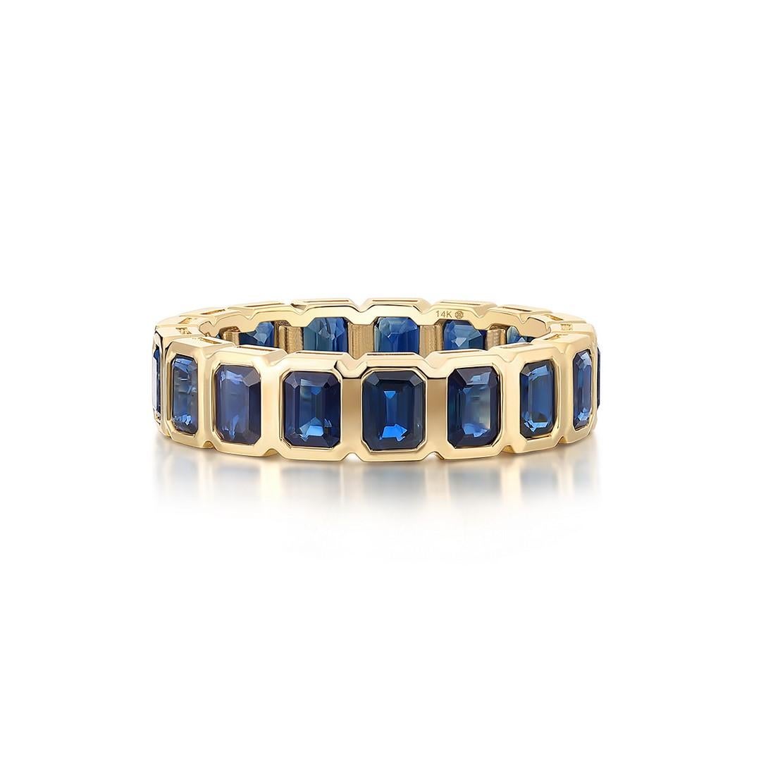 in vendita:  Anello Eternity con zaffiro blu reale taglio smeraldo in oro giallo 14k (18k) 4