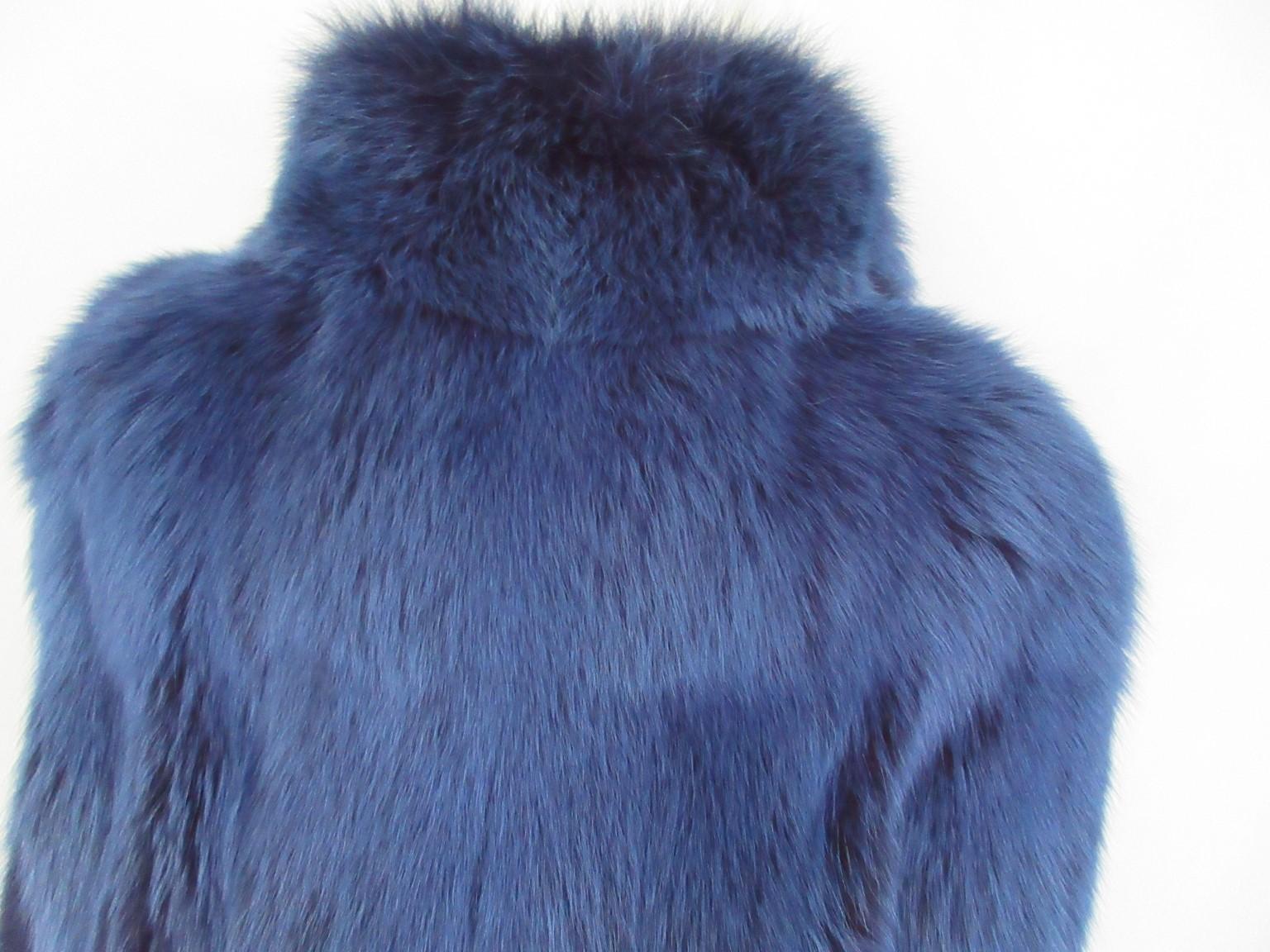 Women's or Men's Royal Blue Fox Fur coat