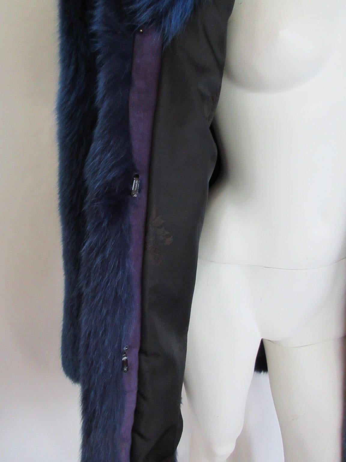 Royal Blue Fox Fur coat 1