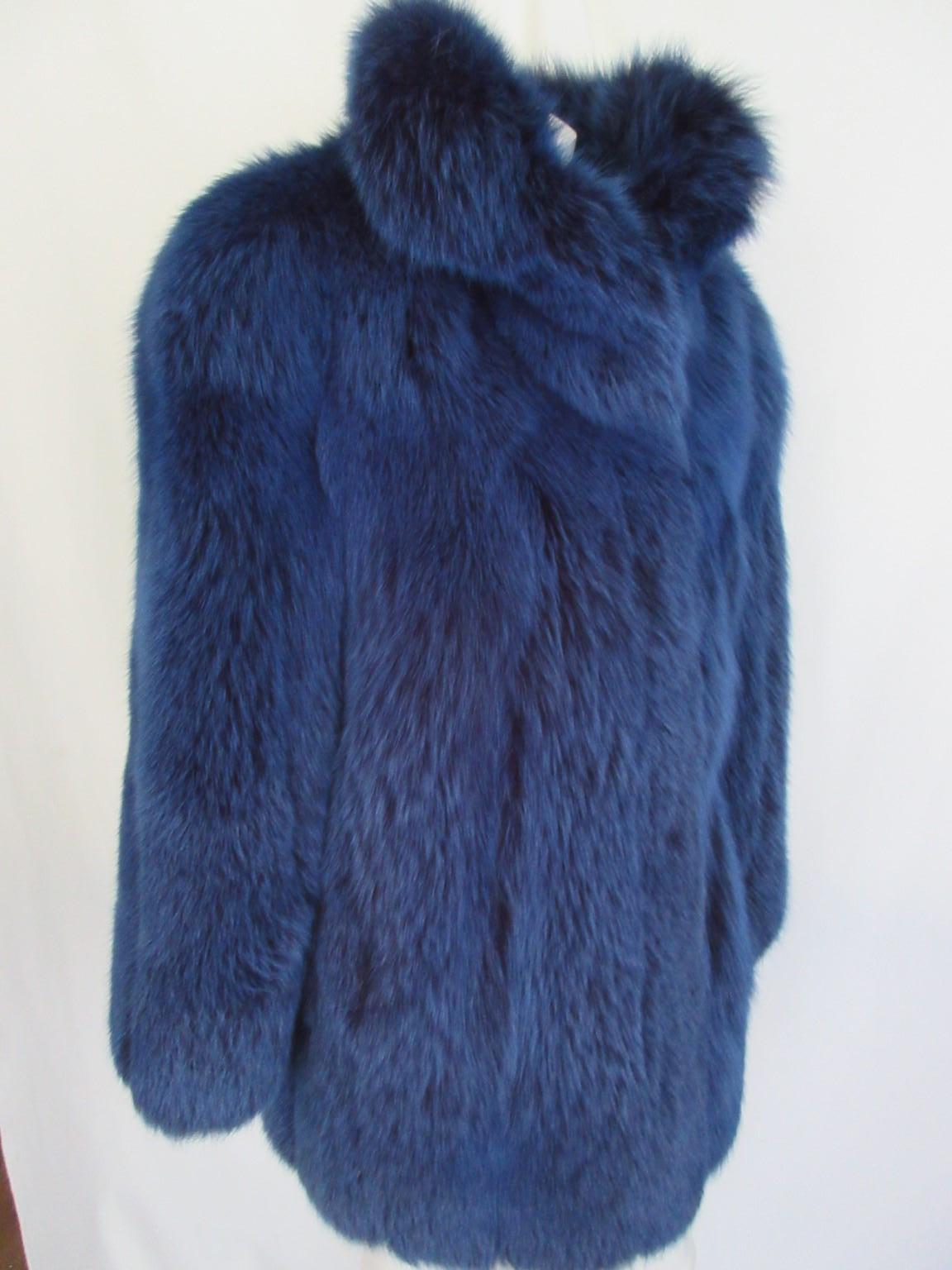 Royal Blue Fox Fur coat 3