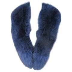 Vintage Royal Blue Fox Fur Collar Shawl