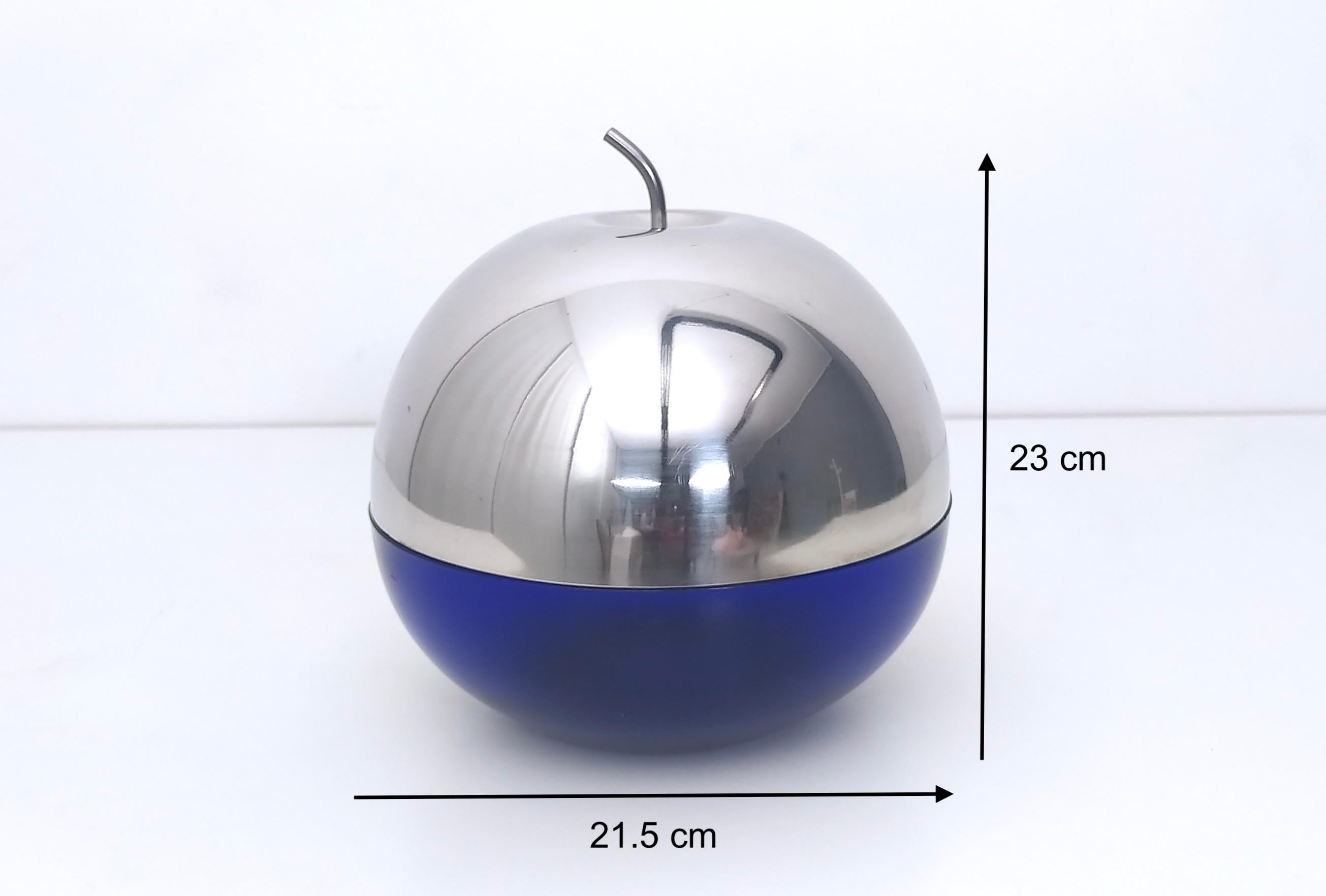 Vetro Secchiello per ghiaccio postmoderno in vetro blu e metallo nello stile di Mauro Manetti, Italia in vendita