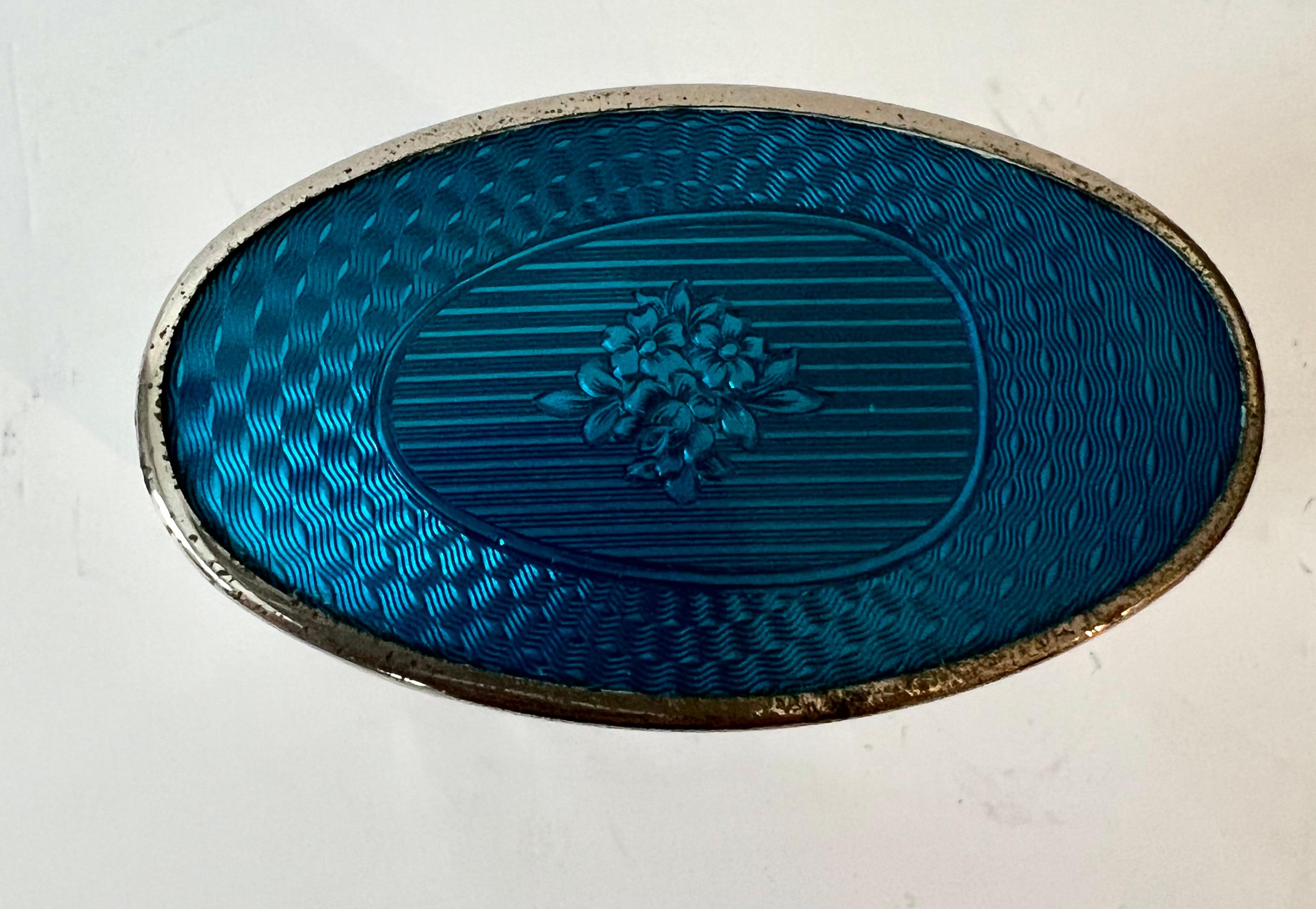 Art déco JAR bleu royal guilloché dans le style de Tiffany en vente
