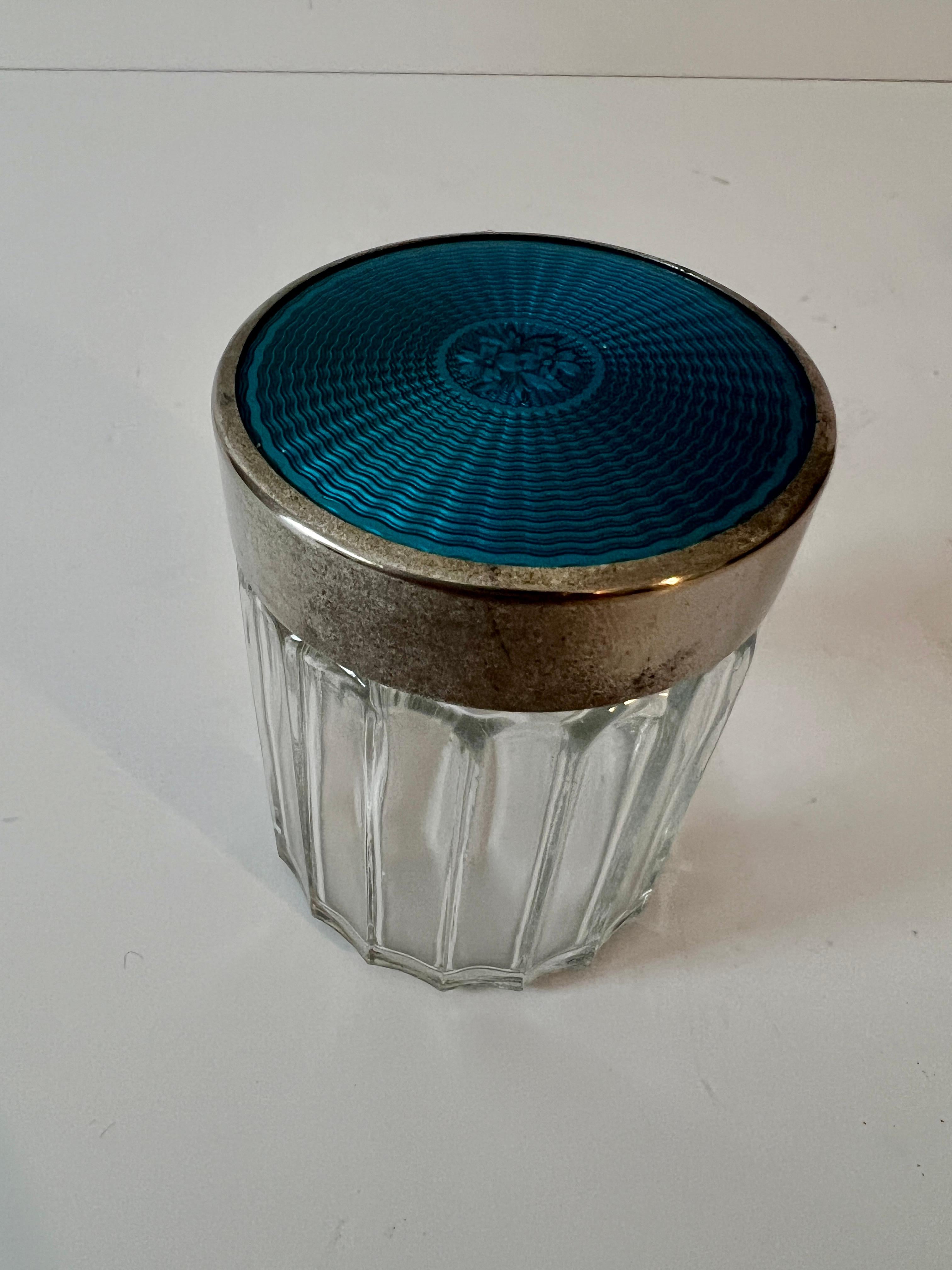 Fait main JAR bleu royal guilloché dans le style de Tiffany en vente