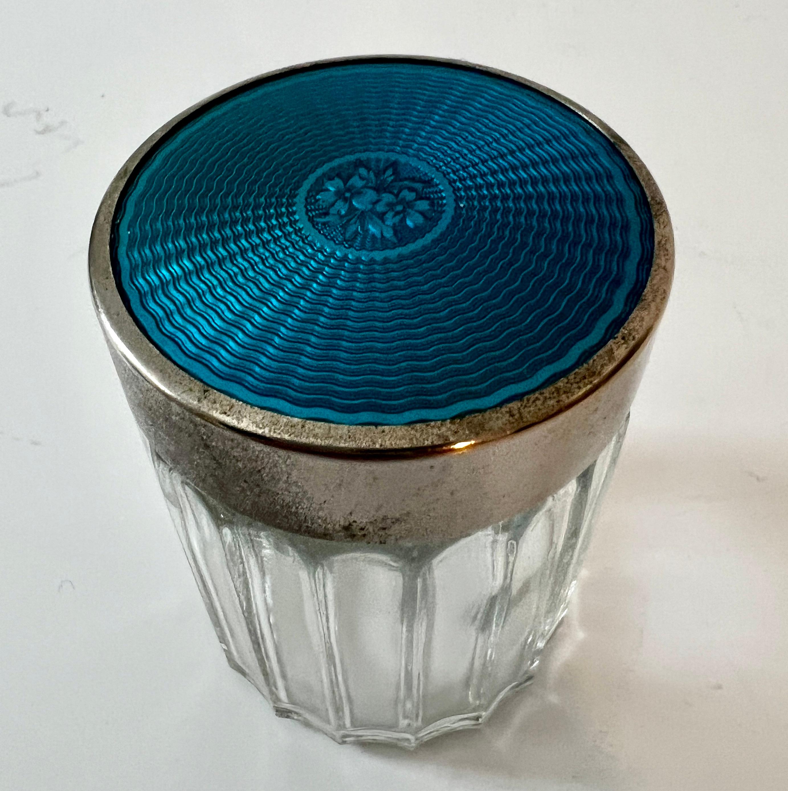 JAR bleu royal guilloché dans le style de Tiffany Bon état - En vente à Los Angeles, CA