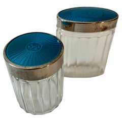Royal Blue Guilloché Jars in the Style of Tiffany