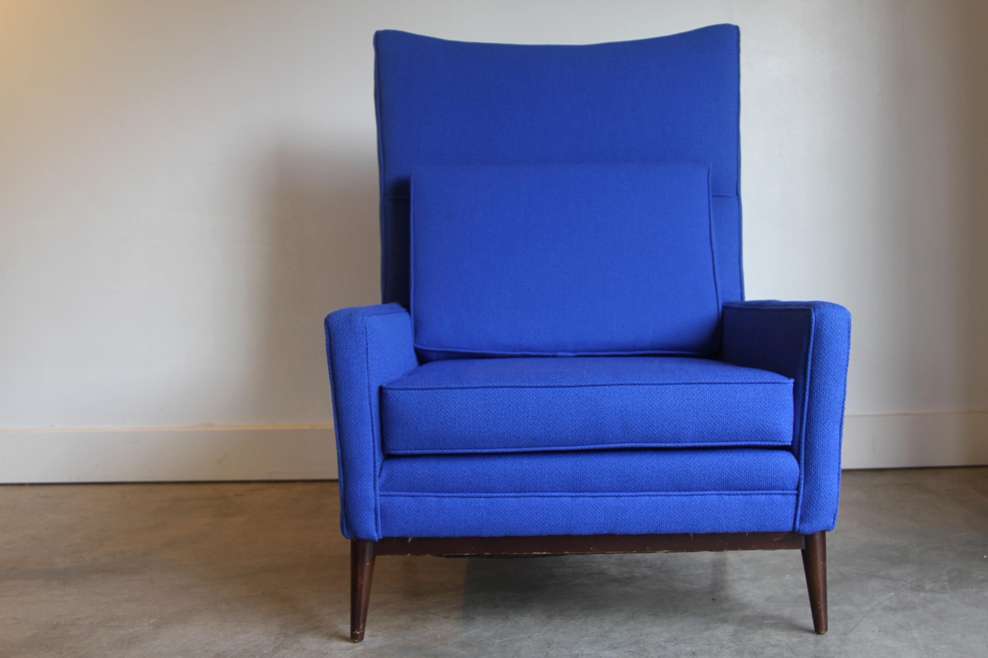Royal Blue High Back Paul McCobb Armchair For Sale 2