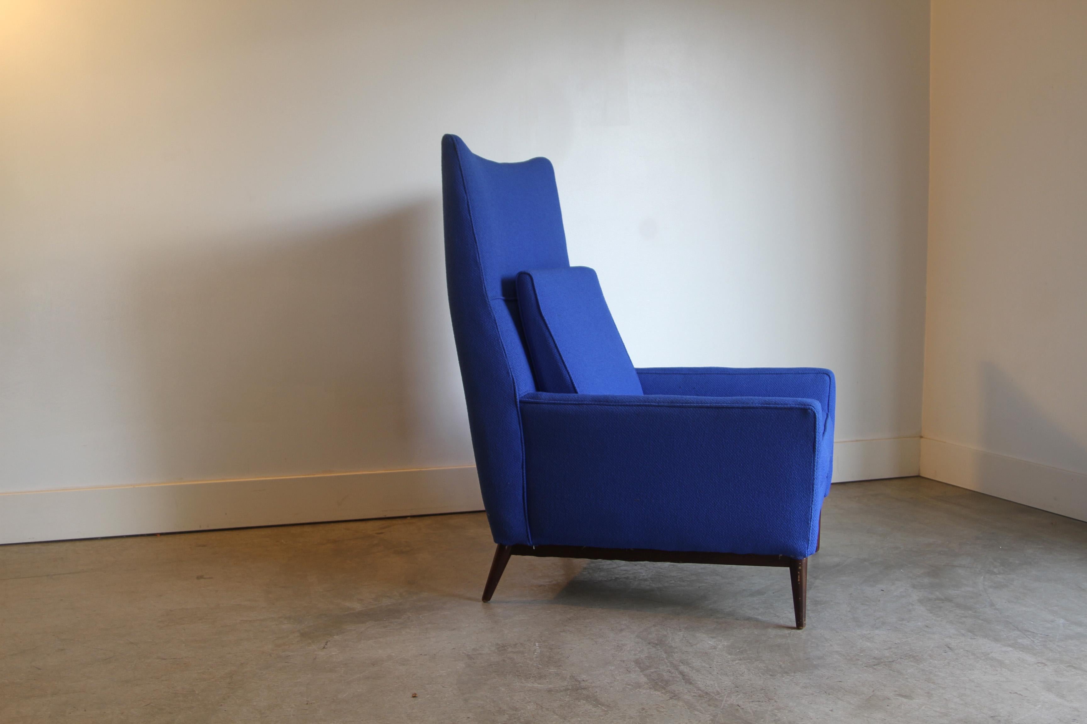 Royal Blue High Back Paul McCobb Armchair For Sale 3