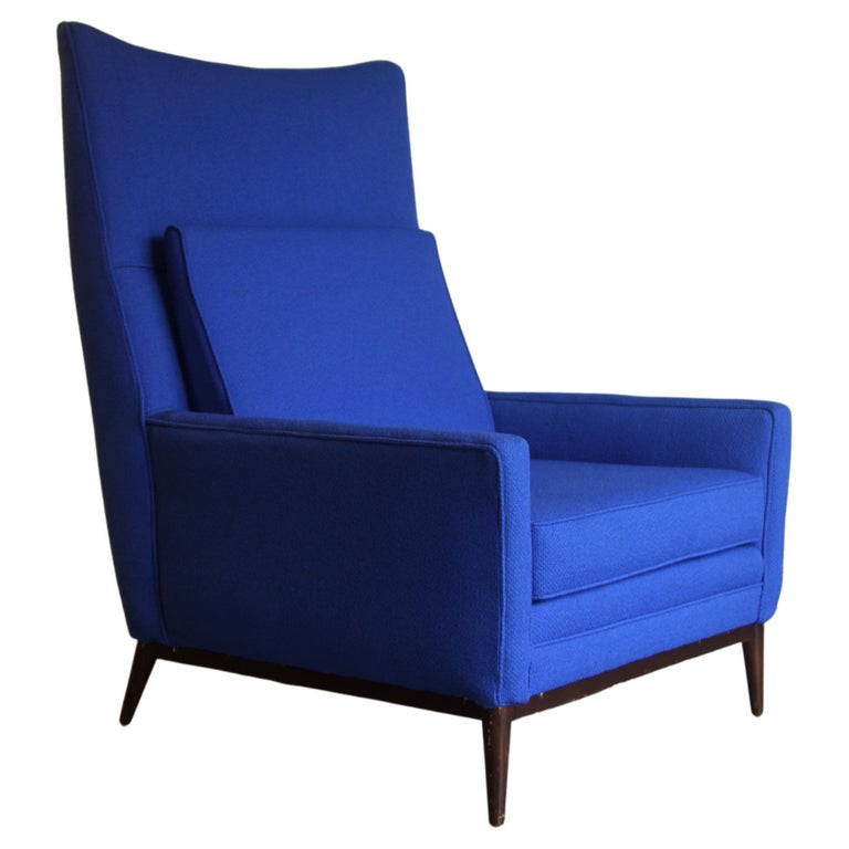 Royal Blue High Back Paul McCobb Armchair For Sale at 1stDibs