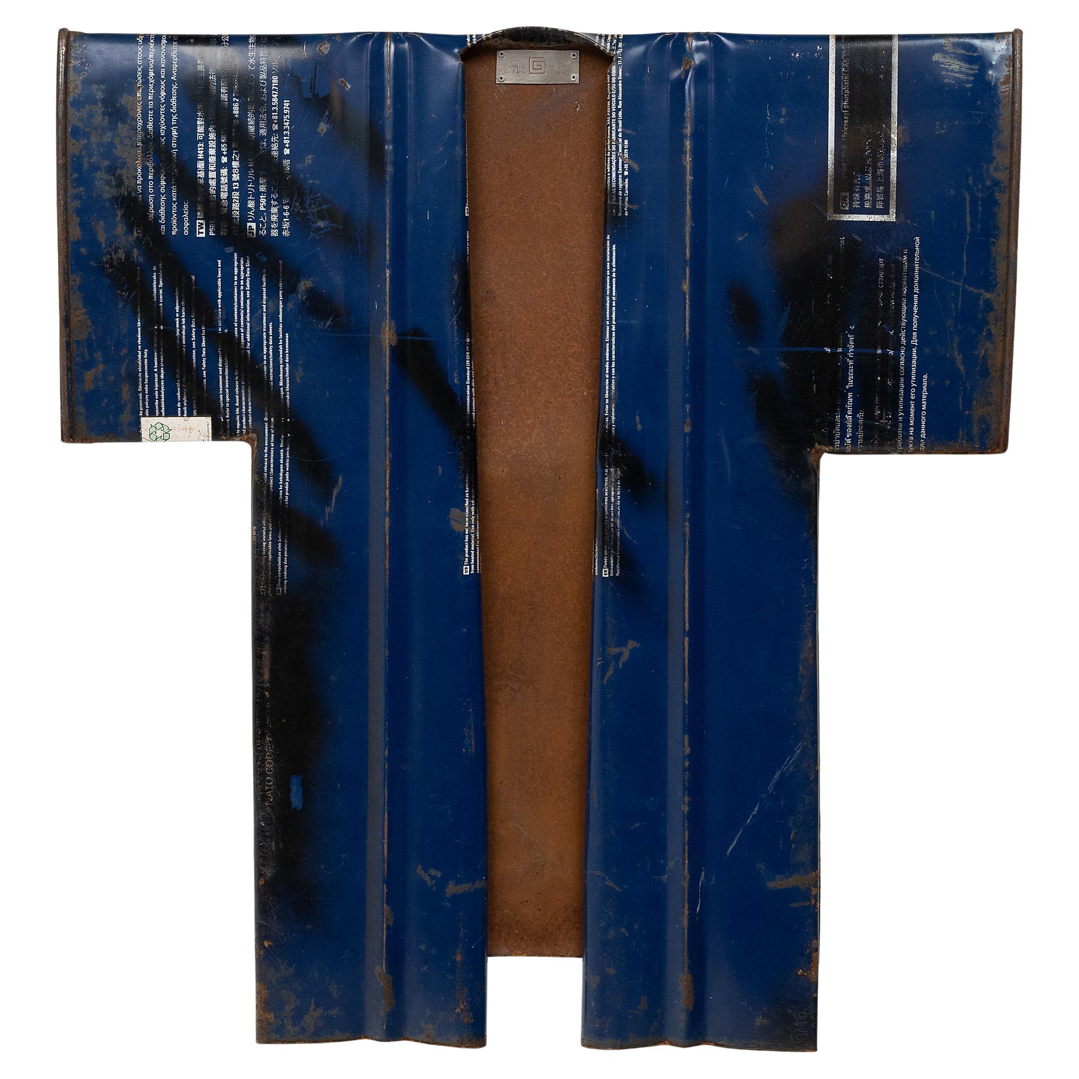 "Royal Blue Jacket, " Steel Sculpture by Gordon Chandler