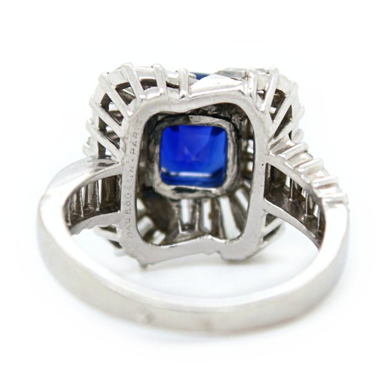 Mauboussin Royal Blue Kashmir Sapphire (SSEF) Ring, circa 1958 In Excellent Condition For Sale In Idar-Oberstein, DE