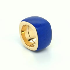 Anillo de Lapislázuli Azul Real con Oro Amarillo de 18 Quilates, Cojín