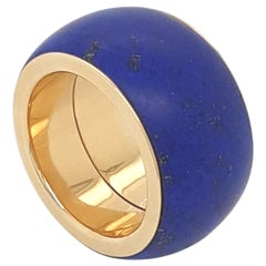 Royal Blue Lapis Lazuli Ring with 18 Carat Yellow Gold, Round