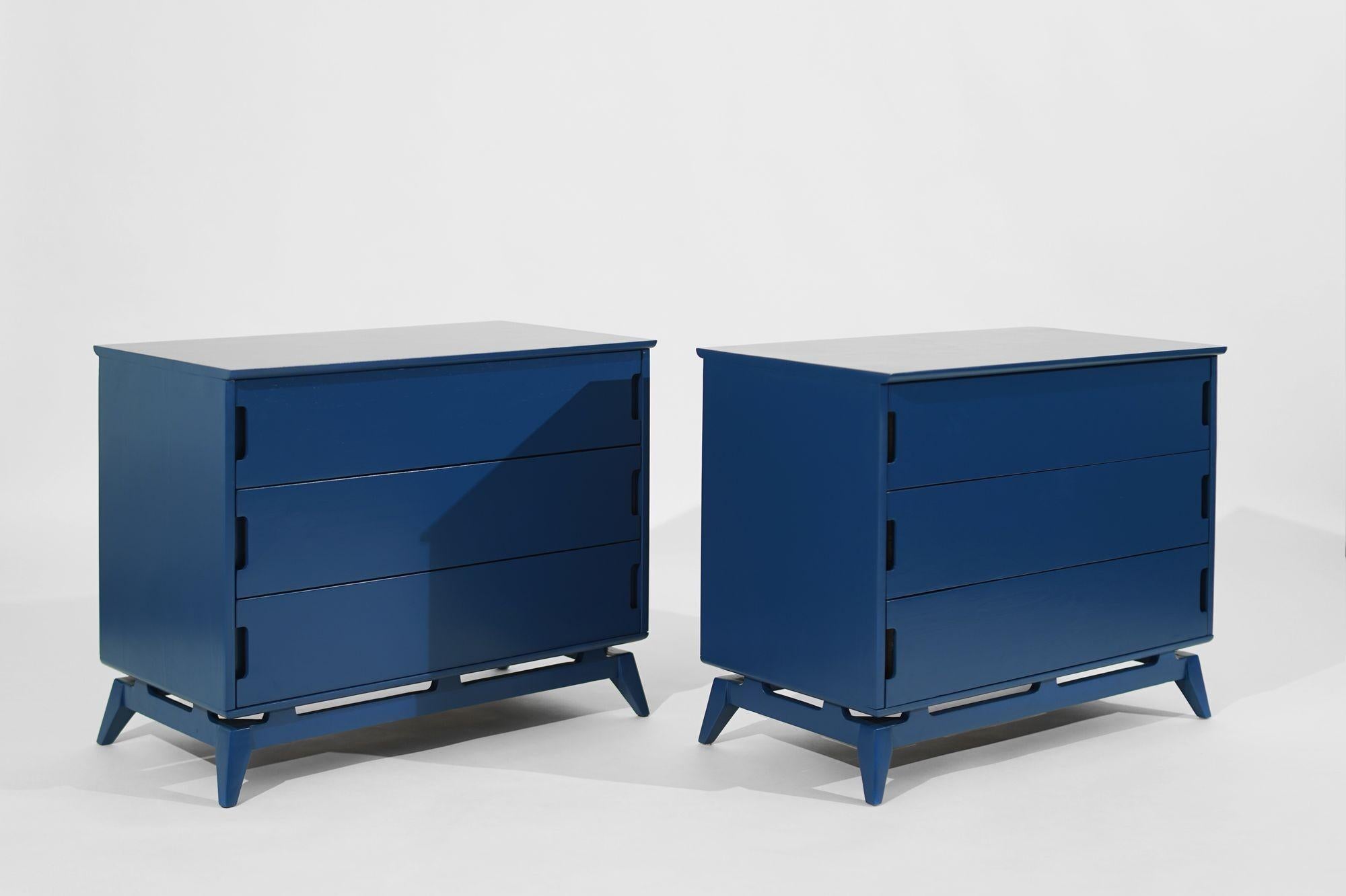 Mid-Century Modern Royal Blue MCM Chests of Drawers, C. 1950s For Sale