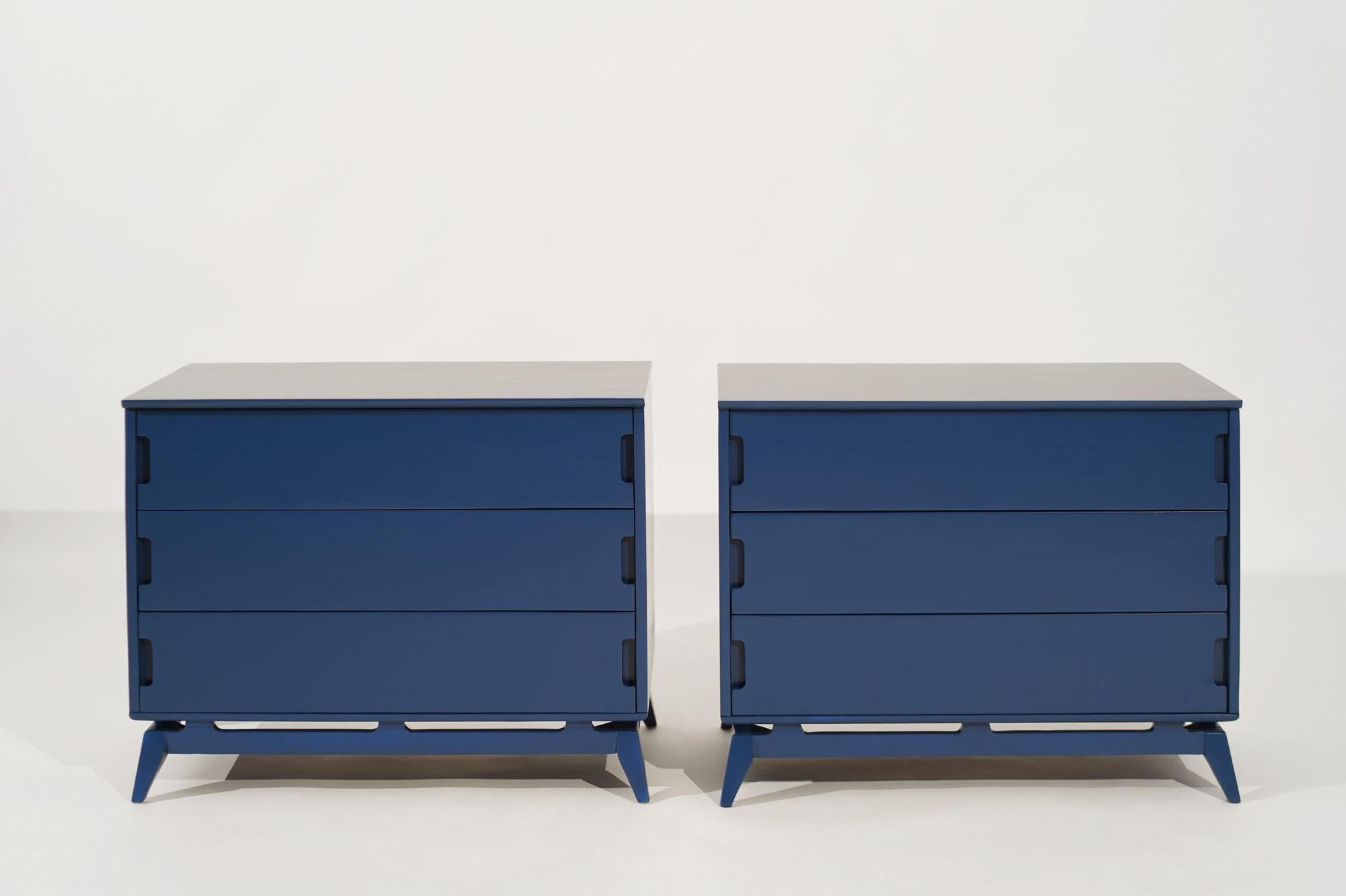 American Royal Blue MCM Chests of Drawers, C. 1950s