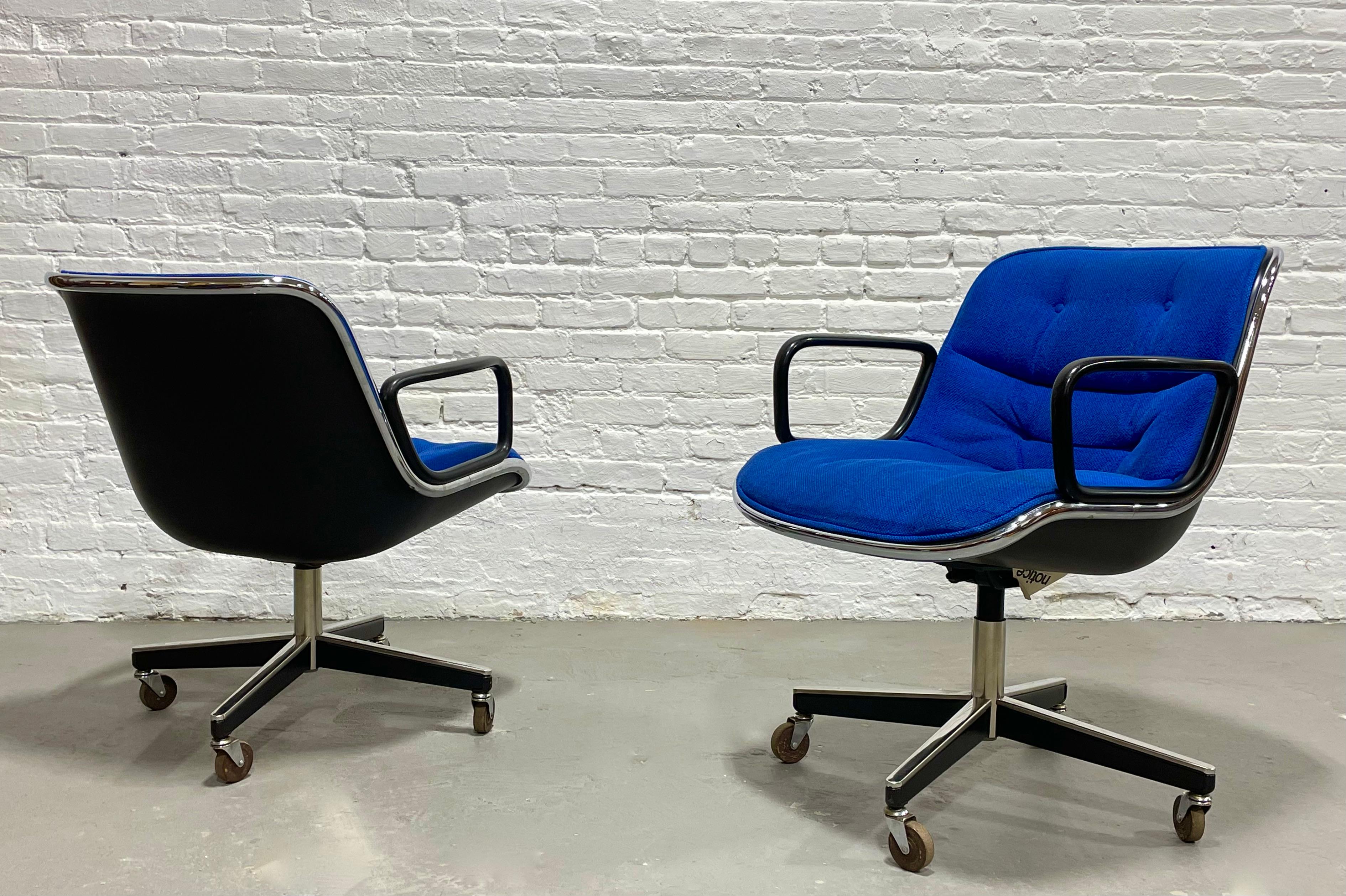 Late 20th Century Royal Blue Mid-Century Modern Knoll Pollock Office Chair, Sold Individually
