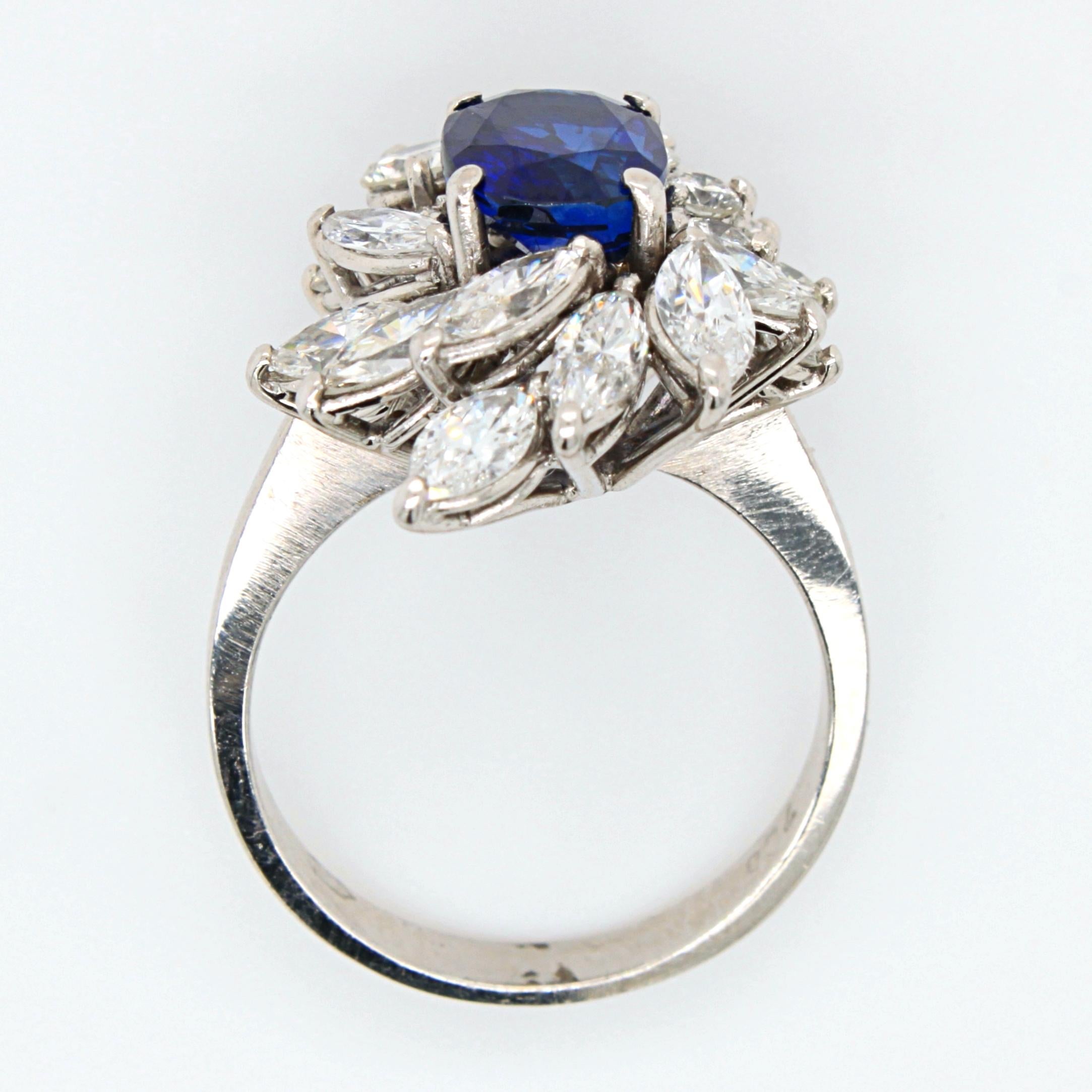 Royal Blue No-Heat Burma Sapphire and Diamond Ring 5