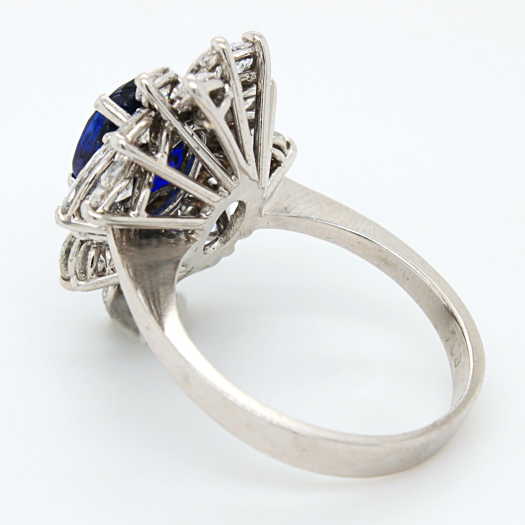 Royal Blue No-Heat Burma Sapphire and Diamond Ring 1