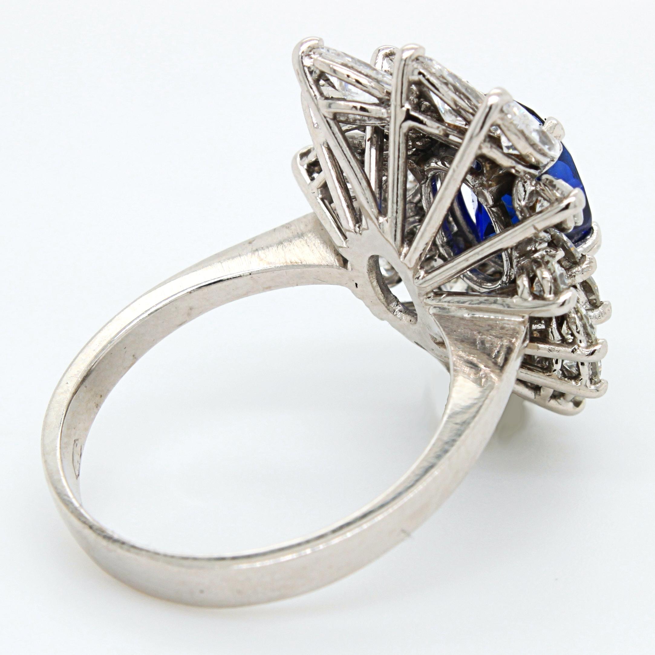 Royal Blue No-Heat Burma Sapphire and Diamond Ring 2