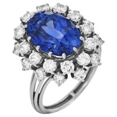Royal Blue No Heat Natural GIA Ceylon Sapphire 10.50cts Diamond Ring