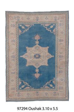 Royal Blue Open Field Oushak with Center Medallion