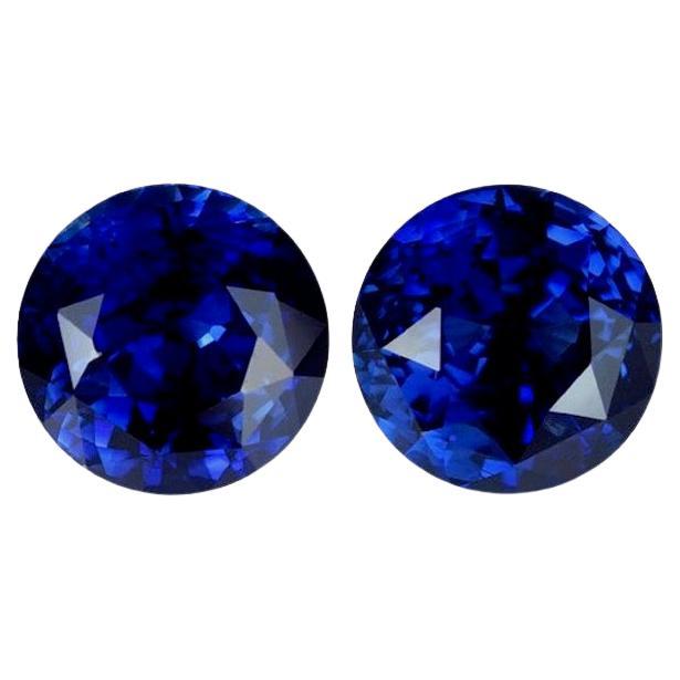 Royal Blue Sapphire 3.94 Ctw Round Pair Heated Ceylon, Loose Gemstones