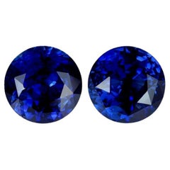 Royal Blue Sapphire 3.94 Ctw Round Pair Heated Ceylon, Loose Gemstones
