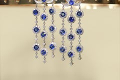Royal Blue Sapphire and Diamond Chandelier Earrings