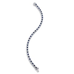 Royal Blue Sapphire and Diamond White Gold Tennis Bracelet