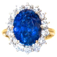 Royal Blue Sapphire & Diamond 18K Ring
