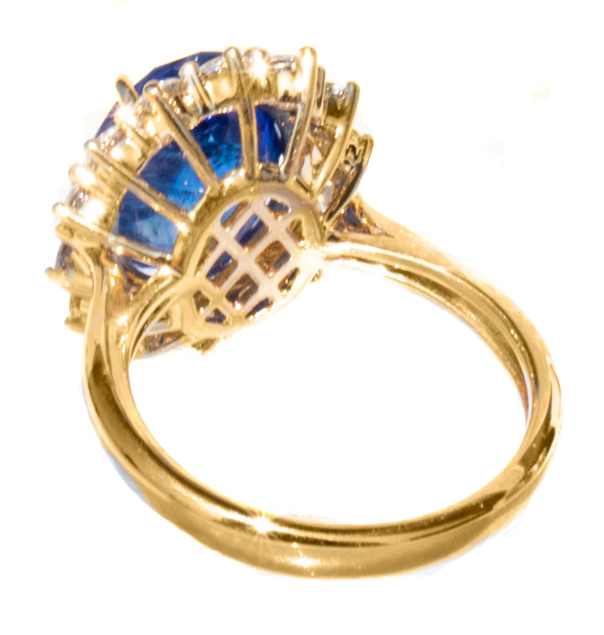 Royal Blue Sapphire & Diamond 18K Ring In New Condition In Mill Valley, CA