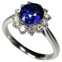 Royal Blue Sapphire Diamond Gold Promise Ring
