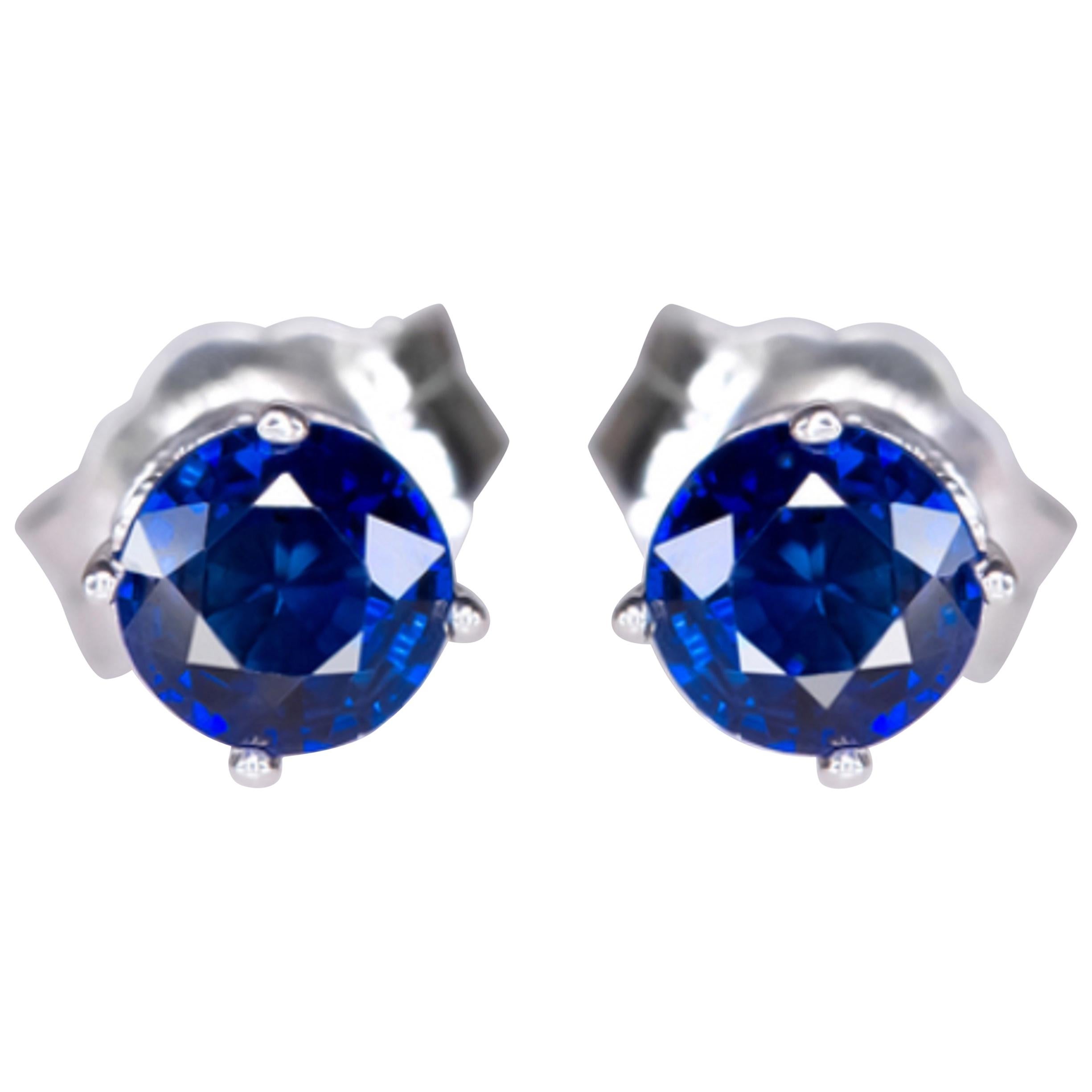Royal Blue Sapphire Earrings Studs