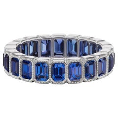 18k White Gold 5.84ct Royal Blue Sapphire Eternity Band